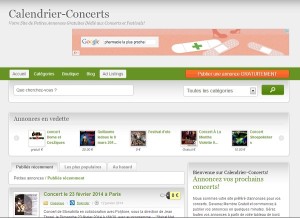 Calendrier Concerts: site de petites annonces gratuites dédiées à l'univers musical.